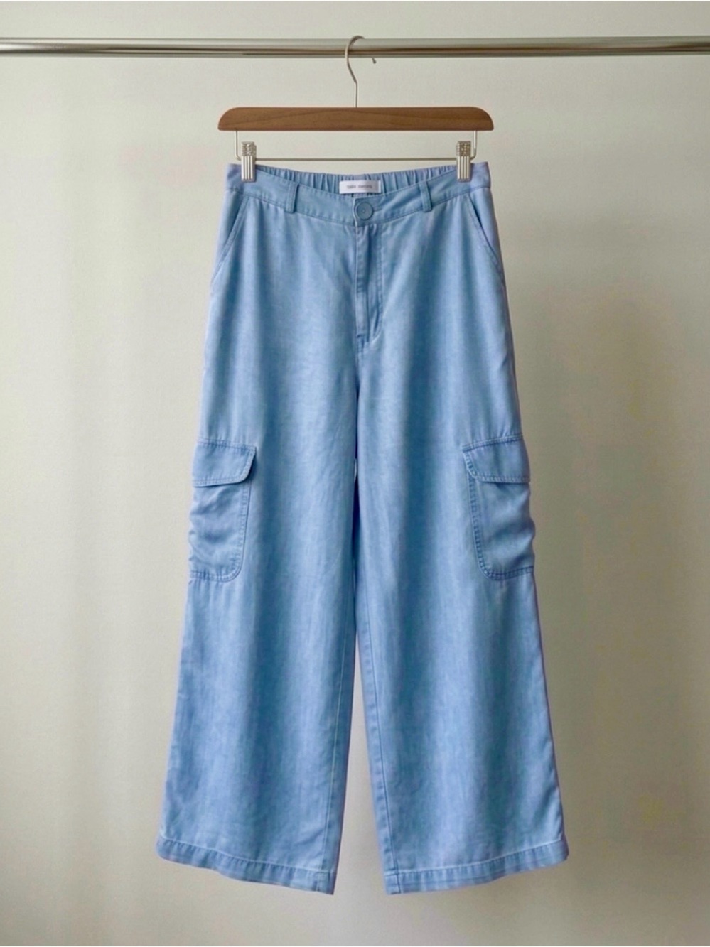 Wide Leg Cargo Lyocell Denim-Like Fabric